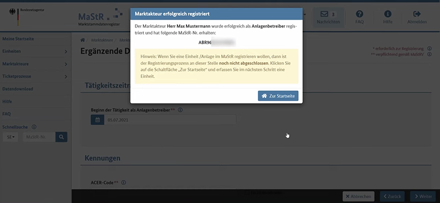 Balkonkraftwerk Anmeldung Registrierung Schritt 9